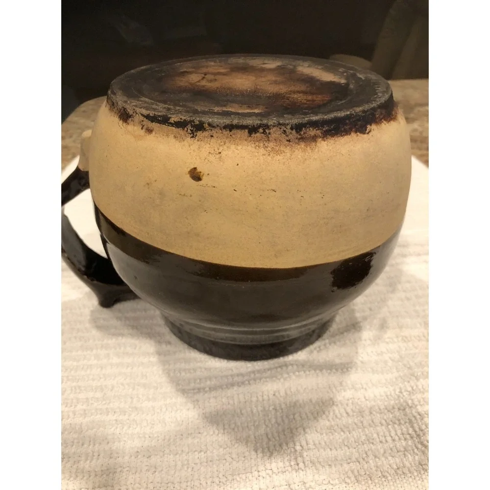 Antique Stoneware Bean Pot With Lid